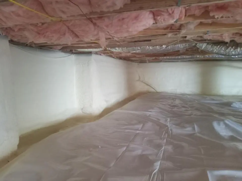 Crawl space encapsulation with closed-cell spray foam for Storm Damage Roof Repair in Pennsville